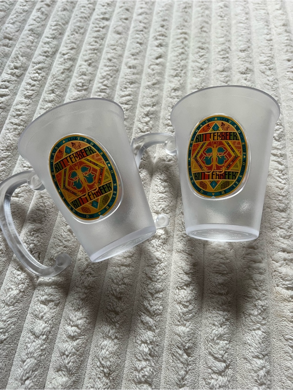 Frosted Clear Butterbeer Mug with Colorful Emblem